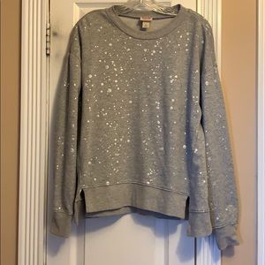 Mossimo gray sweatshirt M Metallic paint splatter.